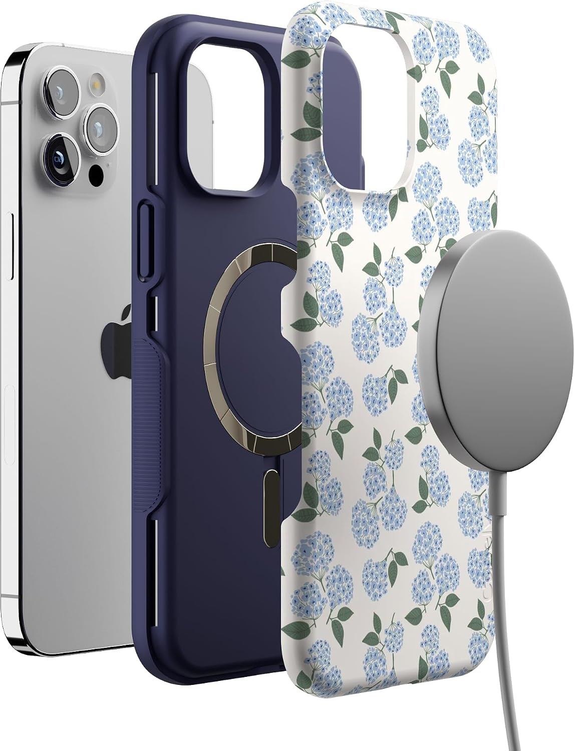 71DnA3C1huL._AC_SL1500_ Casely iPhone 12 Pro Max Case | Nantucket Cottage | Blue Hydrangea | Bold Protective Design | Compatible with MagSafe