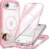 Miracase Magnetic for iPhone Air Case 6.5" [Compatible with MagSafe] Full-Body Phone Case with Built-in Glass Screen Protector & Camera Control,Drop Proof iPhone 17 Air Case Cover, Pink