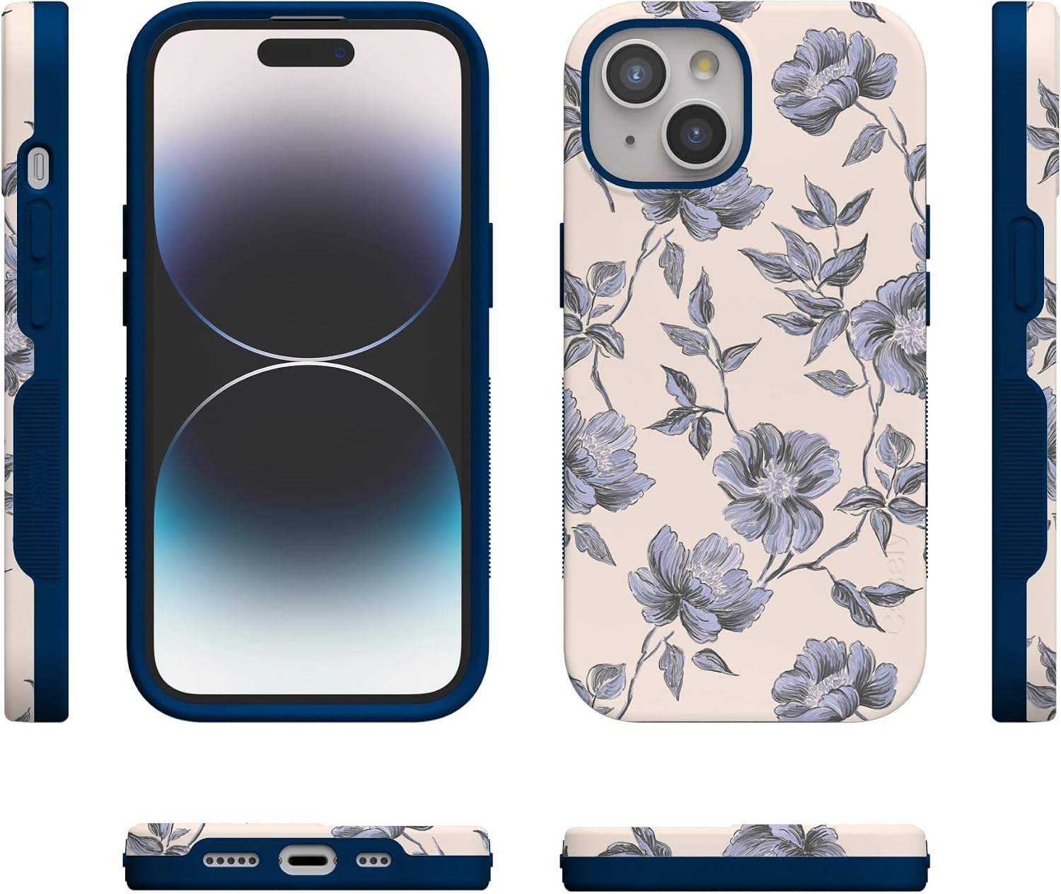 71E1wlogIL._AC_SL1500_ Casely iPhone 15 Case | Ink & Iris | Vintage Floral | Bold Protective Design | Compatible with MagSafe