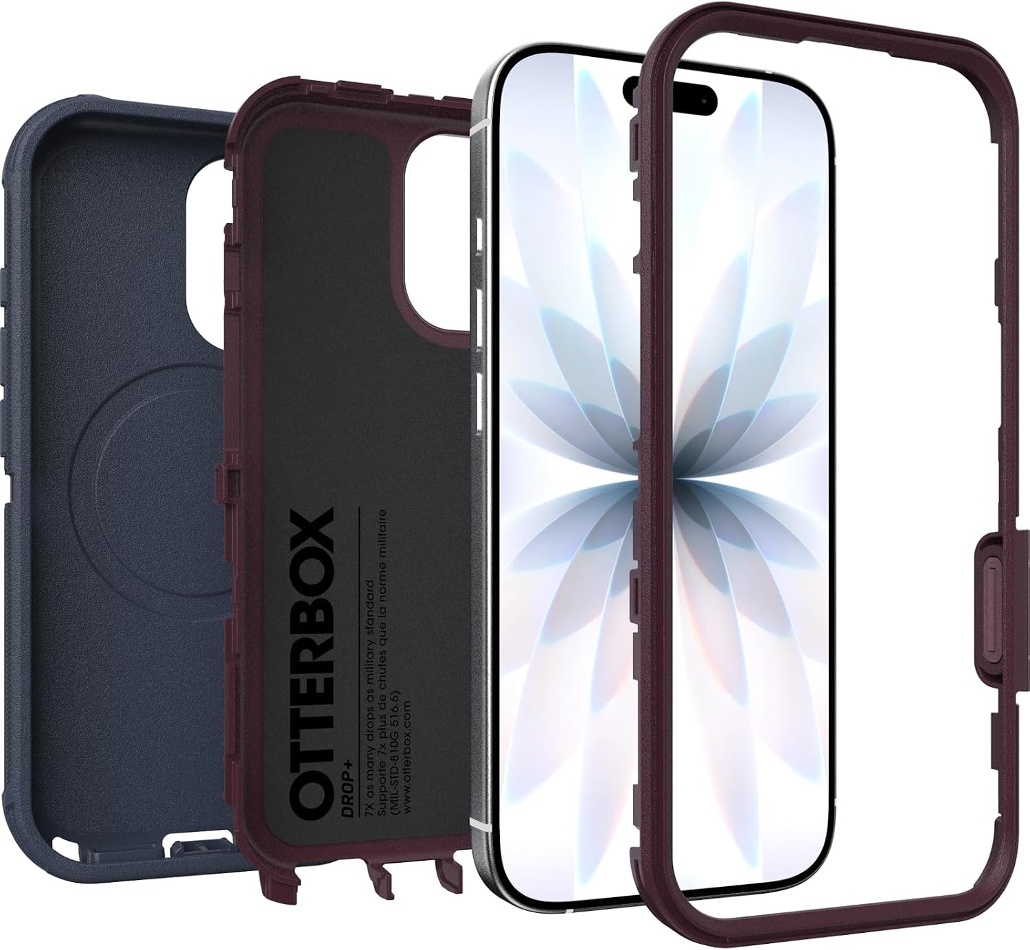 71E8GGswf2L._AC_SL1500_ OtterBox iPhone 17 (Only) - Defender Series Case - Indigo Tulip (Blue & Purple) - Snaps on MagSafe - Tough - Rugged & Durable