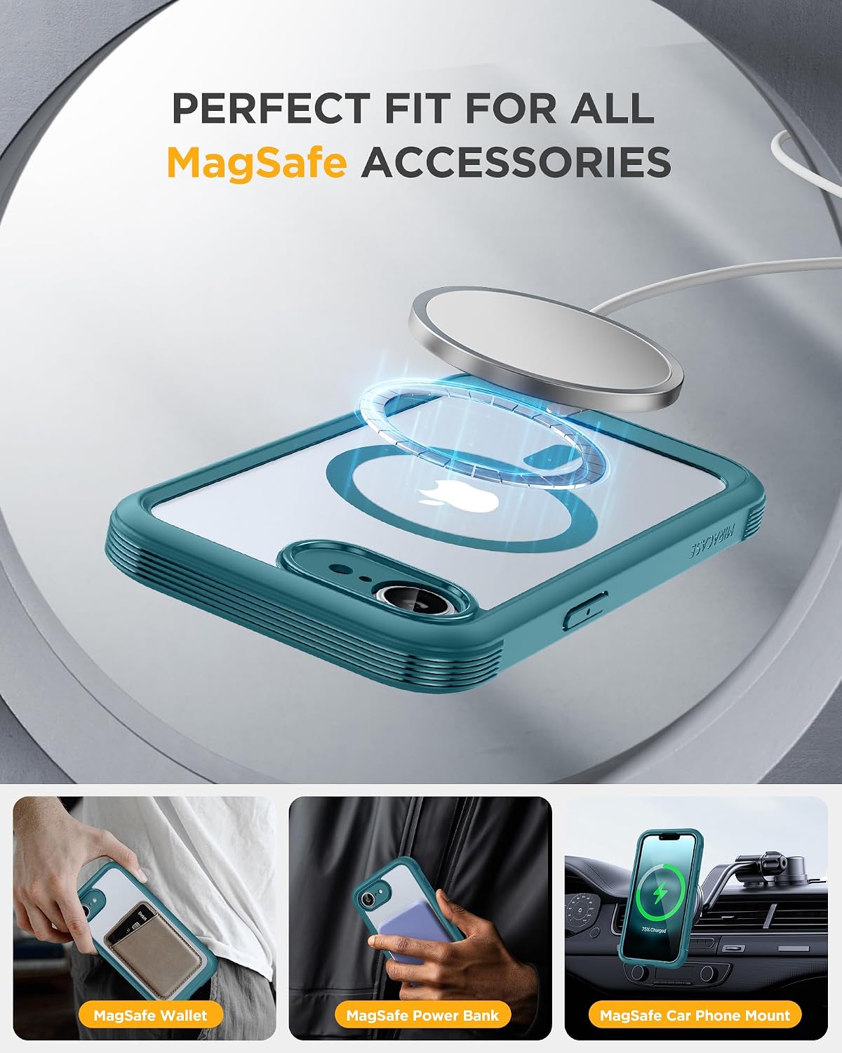 Miracase for iPhone 17e Case & iPhone 16e Case, Full-Body Phone with Built-in Glass Screen Protector, [Magnetic with MagSafe] Military Drop Proof 17 E/ 16 E Cover Bumper 6.1 inch, Green