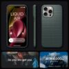 Spigen Liquid Air Designed for iPhone 15 Pro Max Case (2023) [Military-Grade Protection] - Abyss Green