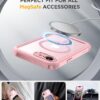 Miracase for iPhone 17e Case & iPhone 16e Case, Full-Body Phone with Built-in Glass Screen Protector, [Magnetic with MagSafe] Military Drop Proof 17 E/ 16 E Cover Bumper, Pink