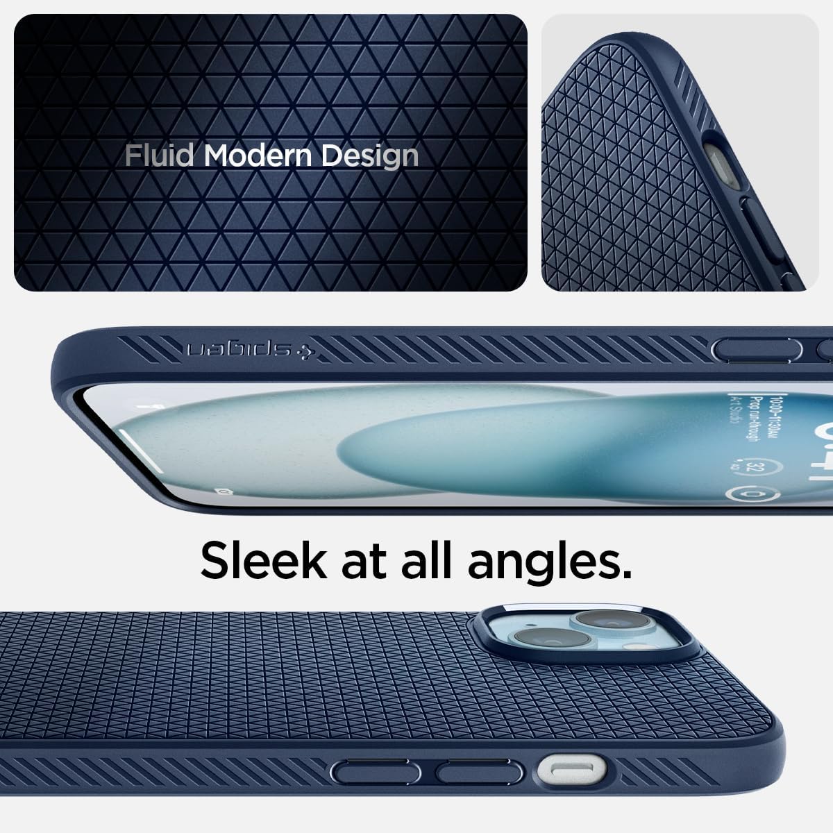 Spigen Liquid Air Designed for iPhone 15 Plus Case (2023) [Military-Grade Protection] - Navy Blue