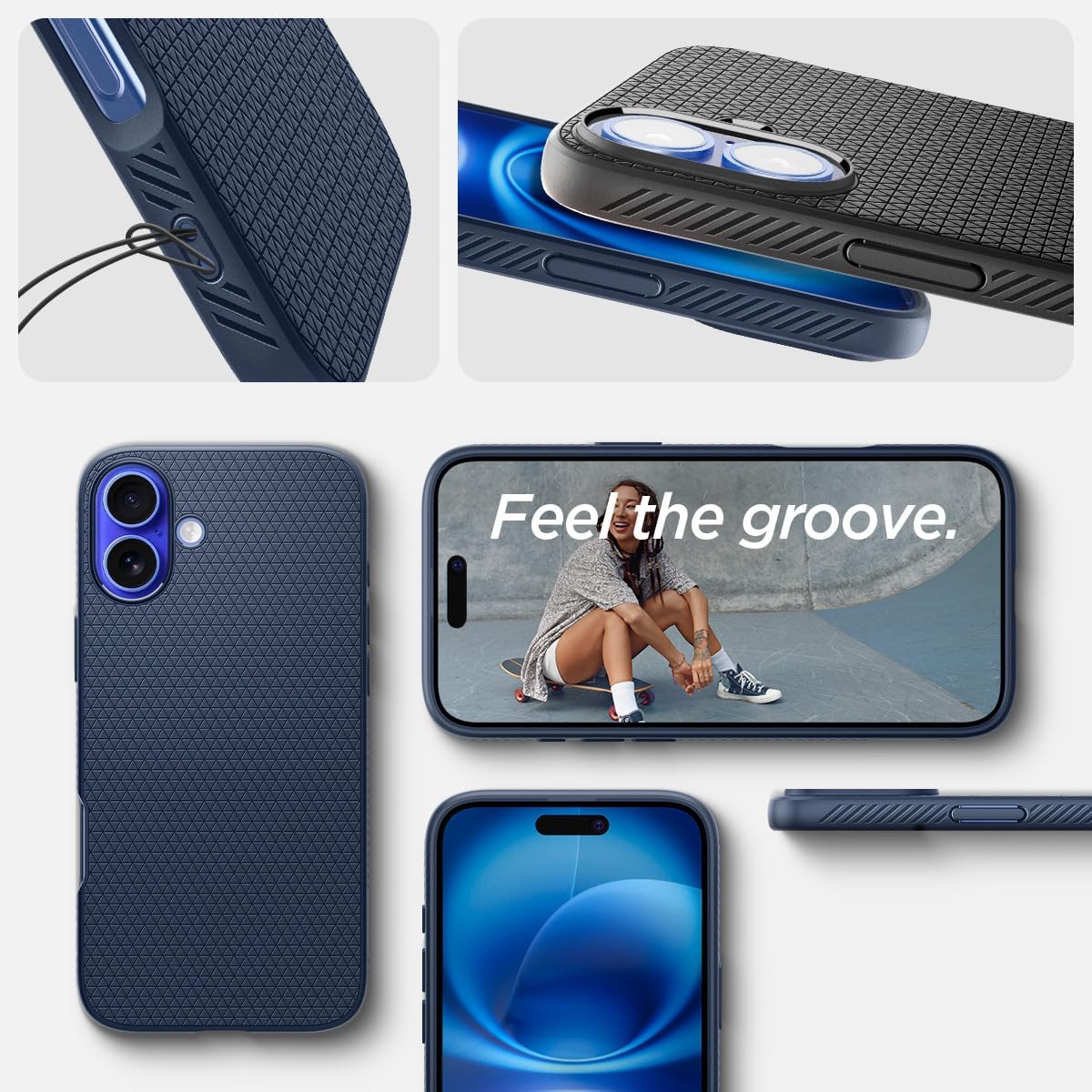 Spigen Liquid Air Designed for iPhone 16 Case [NOT Compatible with MagSafe], [Military-Grade Protection] - Navy Blue | NOT Compatible with MagSafe