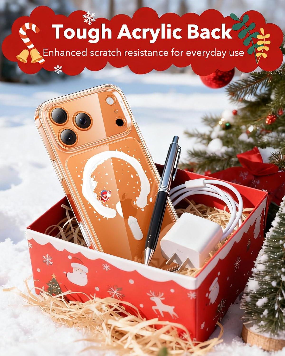 71Evza9xwtL._AC_SL1500_ ESR for iPhone 17 Pro Case, Camera Control Cover, Compatible with MagSafe, Shockproof Military-Grade Protection, Magnetic Phone Case for iPhone 17 Pro, Classic Hybrid Case, Santa Skater