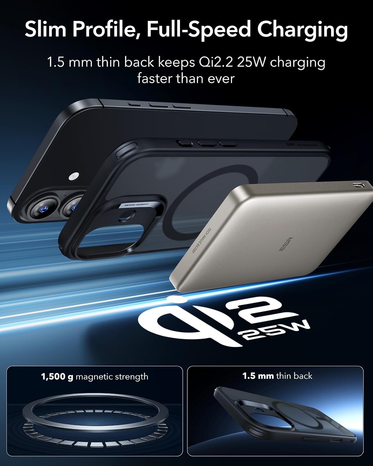 71F2Wvvmt0L._AC_SL1500_ ESR for iPhone 17 Case, Camera Control Cover, Compatible with MagSafe, Shockproof Military-Grade Protection, Magnetic Phone Case for iPhone 17, Classic Hybrid Case, Frosted Black