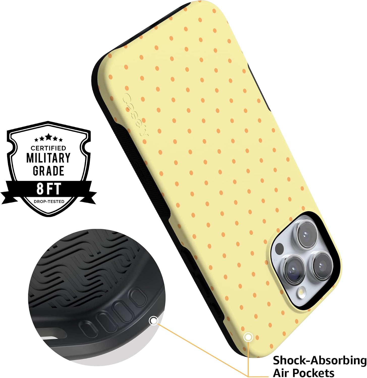 71FWMjGF2JL._AC_SL1500_ Casely iPhone 16 Pro Max Case | On the Dot | Yellow Polka Dot | Bold Protective Design | Compatible with MagSafe