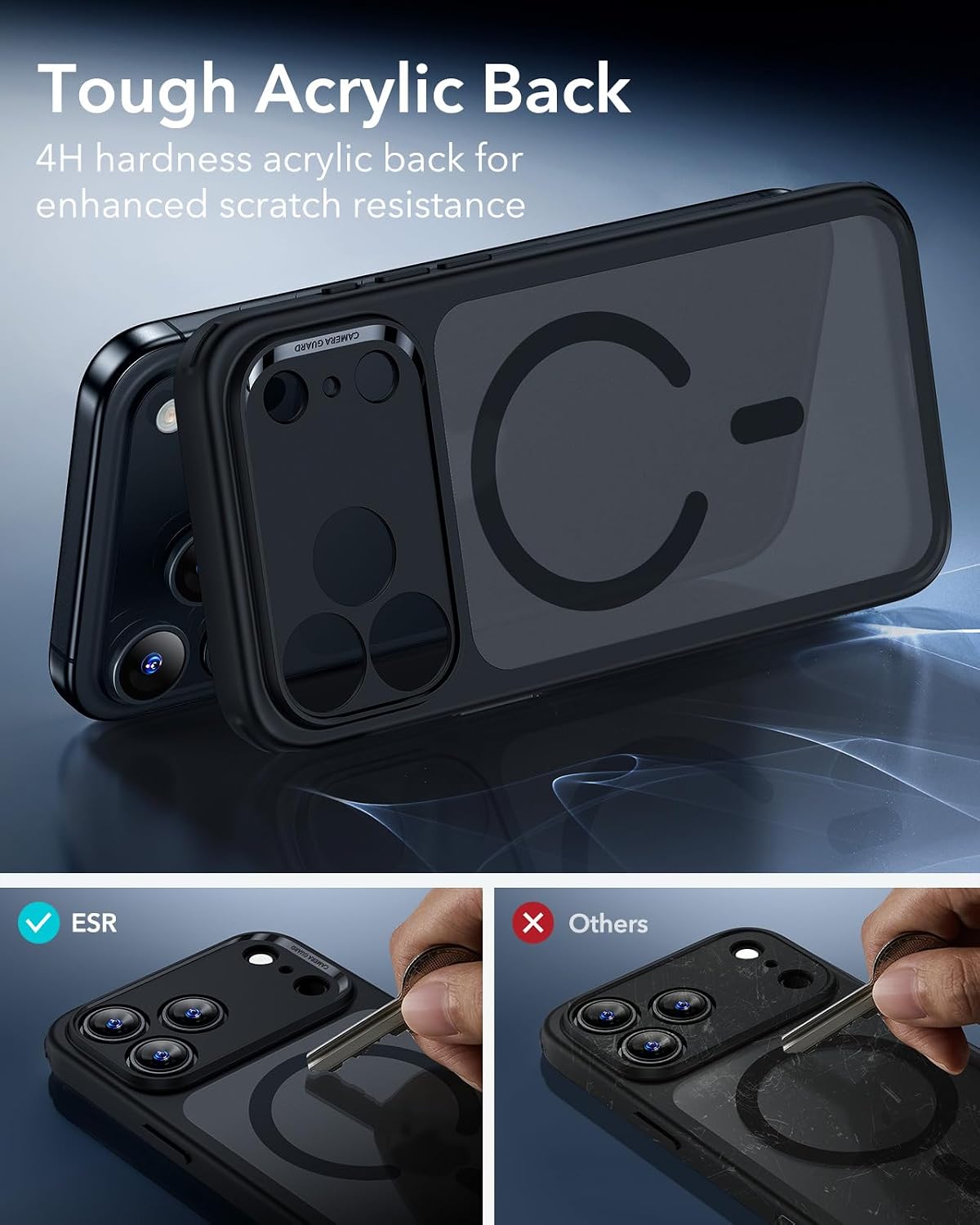 71Fs9QZt0wL._AC_SL1500_ ESR for iPhone 17 Pro Case, Camera Control Cover, Compatible with MagSafe, Shockproof Military-Grade Protection, Magnetic Phone Case for iPhone 17 Pro, Classic Hybrid Case, Frosted Black