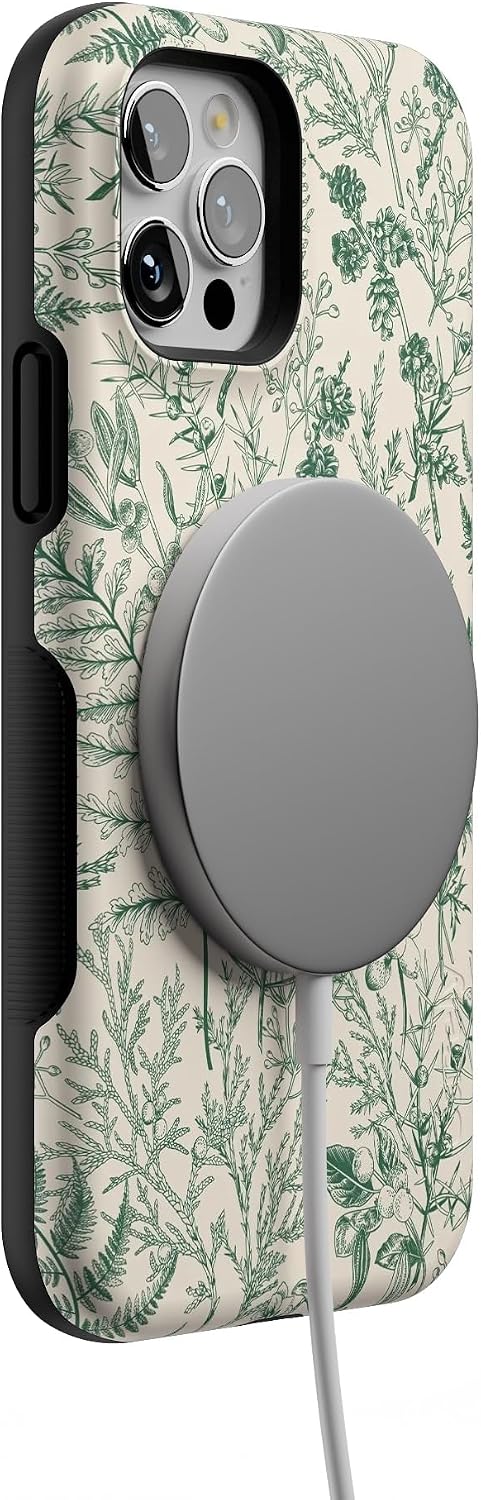 71Fsj031DL._AC_SL1500_ Casely iPhone 12/12 Pro Case | Sage Garden | Green Floral | Bold Protective Design | Compatible with MagSafe