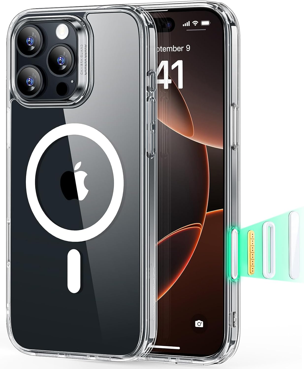 71G6ER3kyL._AC_SL1500_ ESR for iPhone 16 Pro Max Case, Camera Control Cover, Compatible with MagSafe, Shockproof Military-Grade Protection, Magnetic Phone Case for iPhone 16 Pro Max, Classic Hybrid Case, Clear