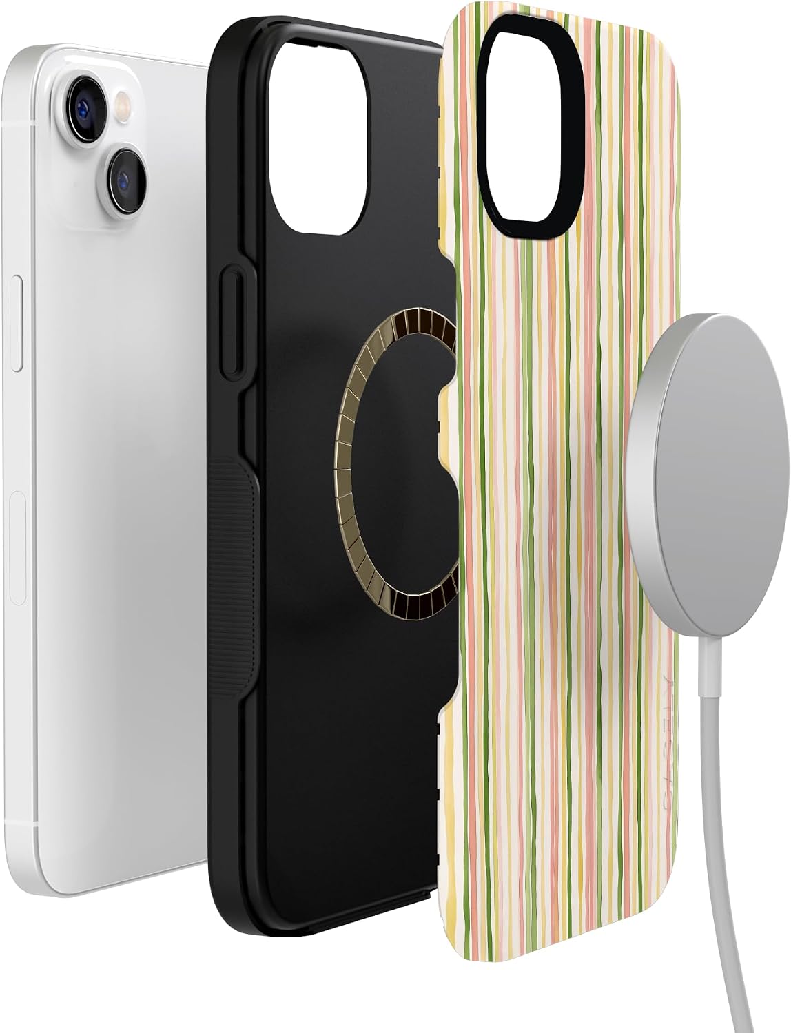 71GDYFQsa9L._AC_SL1500_ Casely iPhone 14 Case | Sweet Stripes | Rainbow Pastel | Bold Protective Design | Compatible with MagSafe