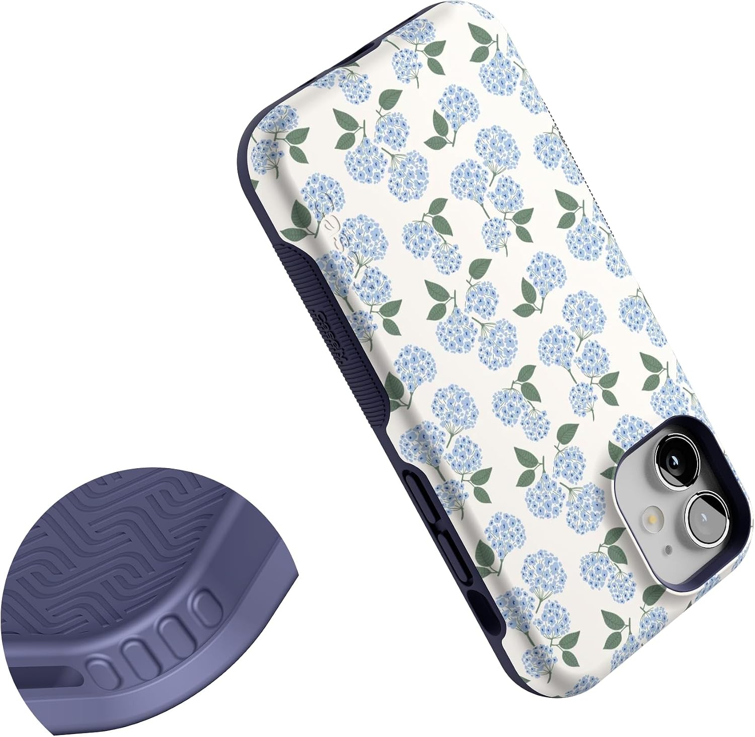 71GFt2-e9CL._AC_SL1500_ Casely iPhone 12 Mini Case | Nantucket Cottage | Blue Hydrangea | Bold Protective Design | Compatible with MagSafe