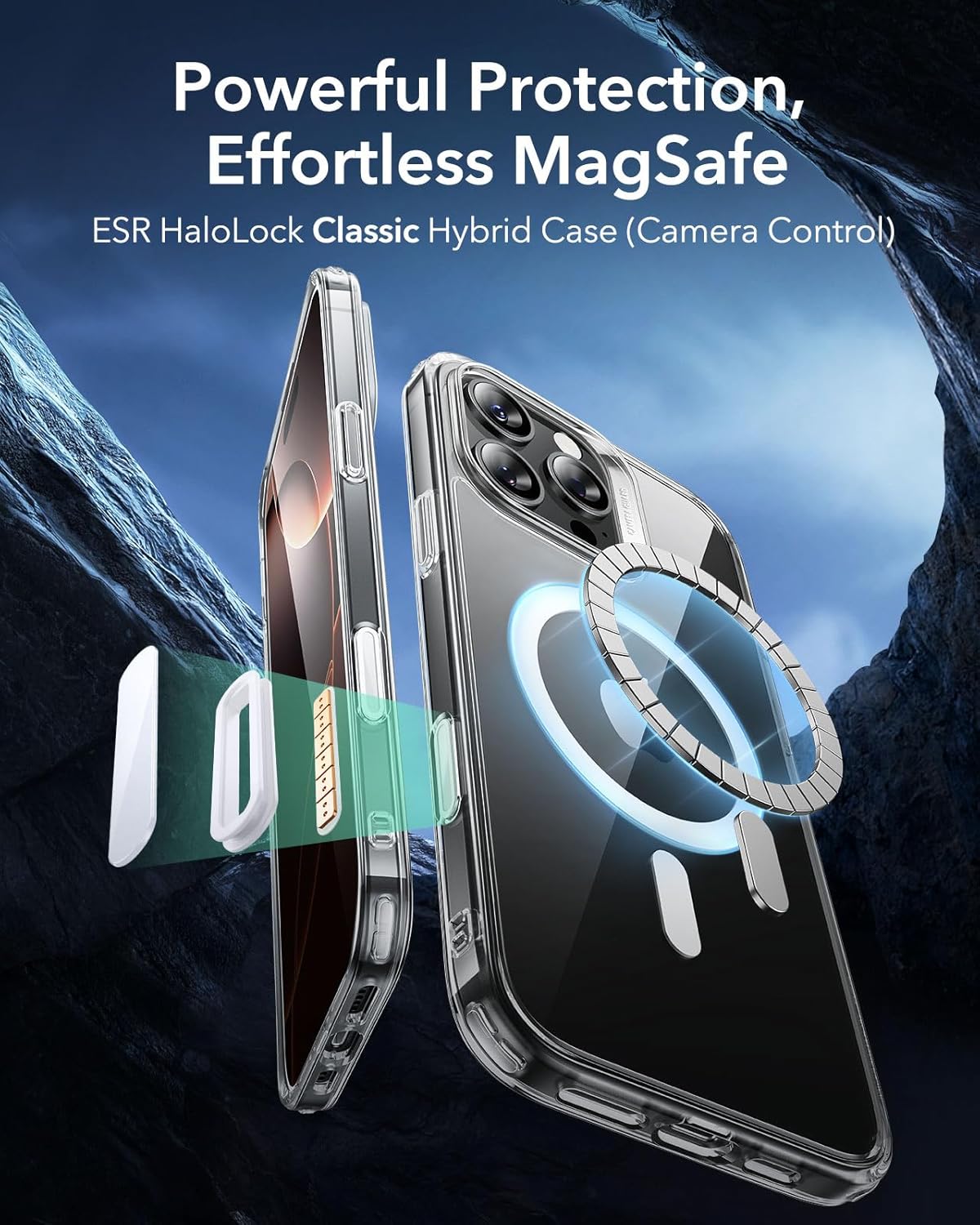 71GTHT3iVOL._AC_SL1500_ ESR for iPhone 16 Pro Case, Camera Control Cover, Compatible with MagSafe, Shockproof Military-Grade Protection, Magnetic Phone Case for iPhone 16 Pro, Classic Hybrid Case, Clear Grey