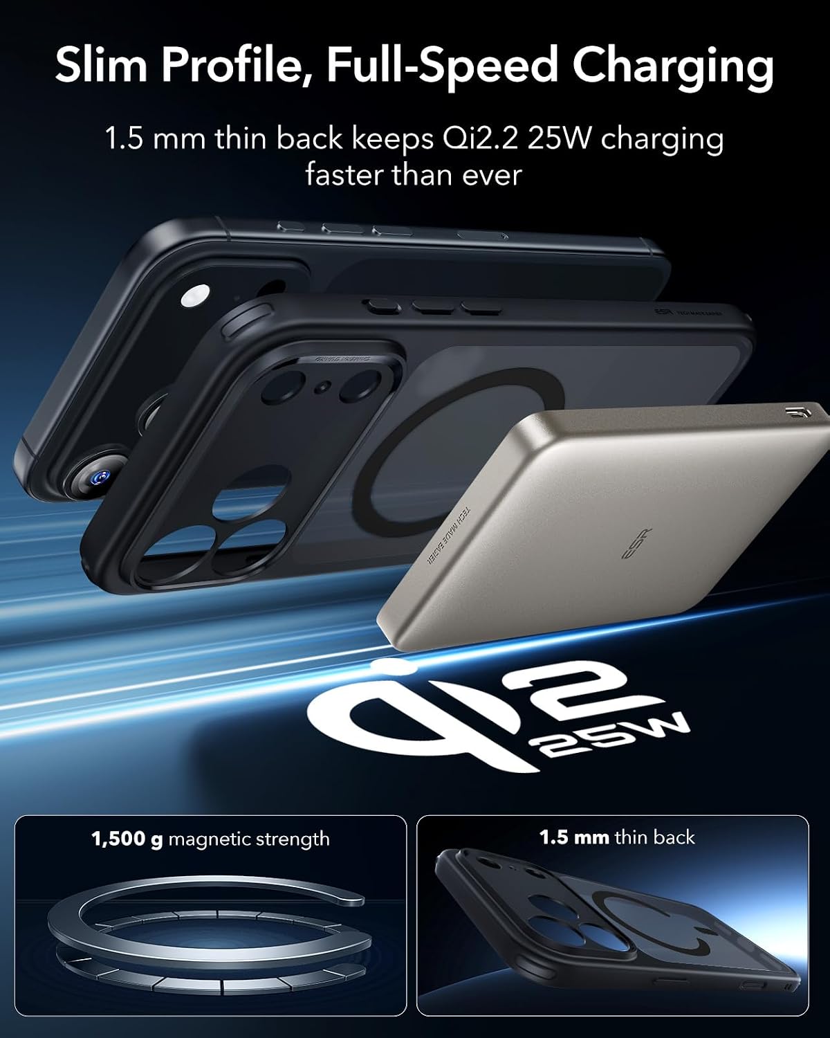 71GaIXI2iUL._AC_SL1500_ ESR for iPhone 17 Pro Case, Camera Control Cover, Compatible with MagSafe, Shockproof Military-Grade Protection, Magnetic Phone Case for iPhone 17 Pro, Classic Hybrid Case, Frosted Black