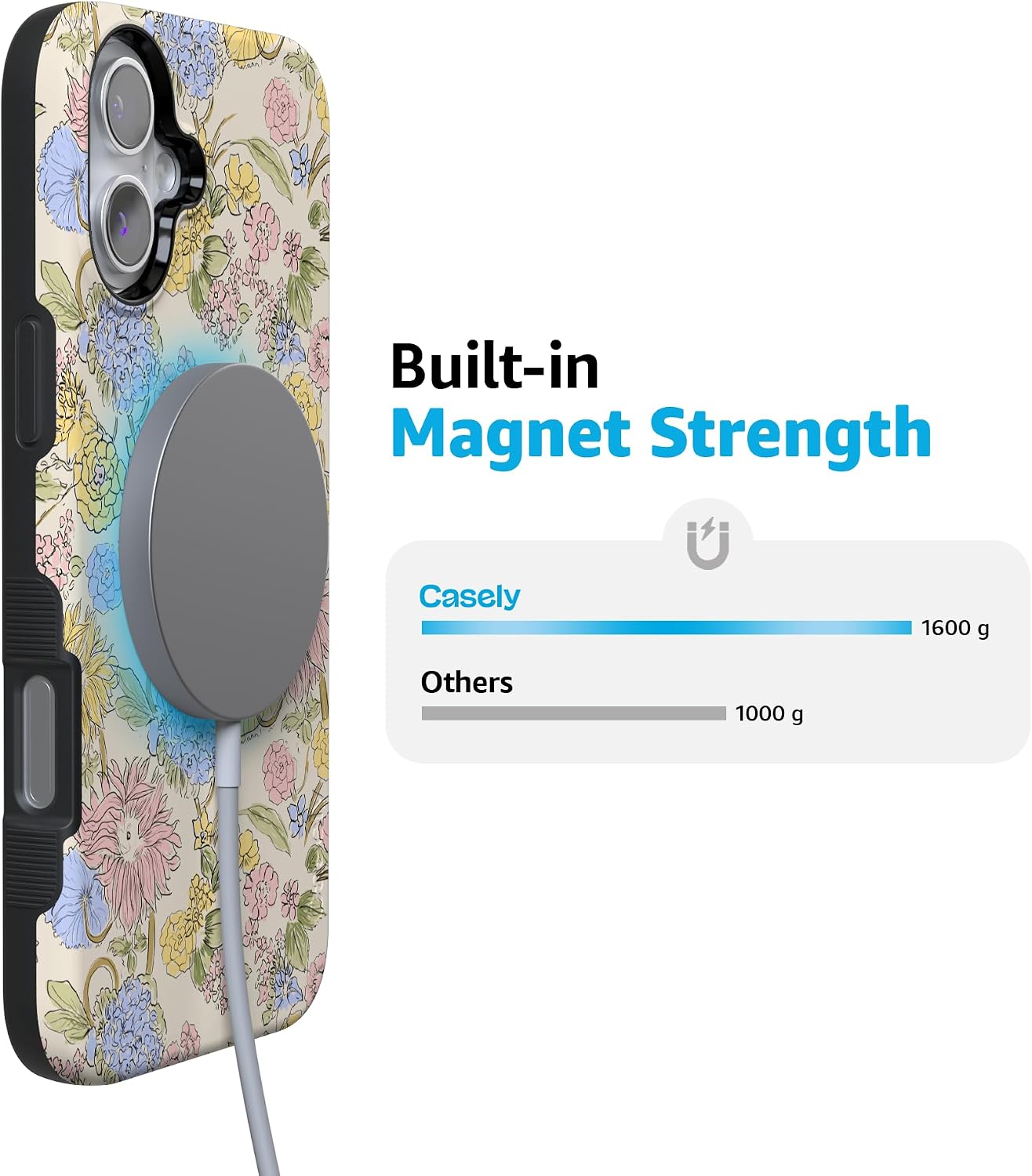 71H6QOgKiuL._AC_SL1500_ Casely iPhone 16 Case | Prairie Blooms | Pastel Floral | Bold Protective Design | Compatible with MagSafe