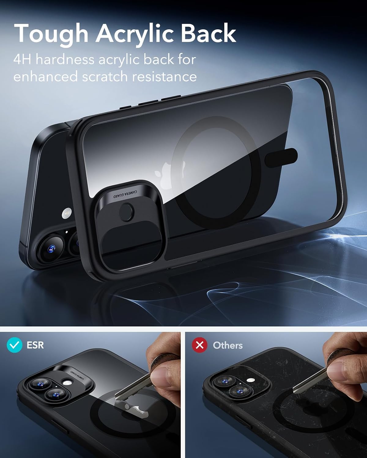 71HBb0v3R2L._AC_SL1500_ ESR for iPhone 17 Case, Camera Control Cover, Compatible with MagSafe, Shockproof Military-Grade Protection, Magnetic Phone Case for iPhone 17, Classic Hybrid Case, Clear Black