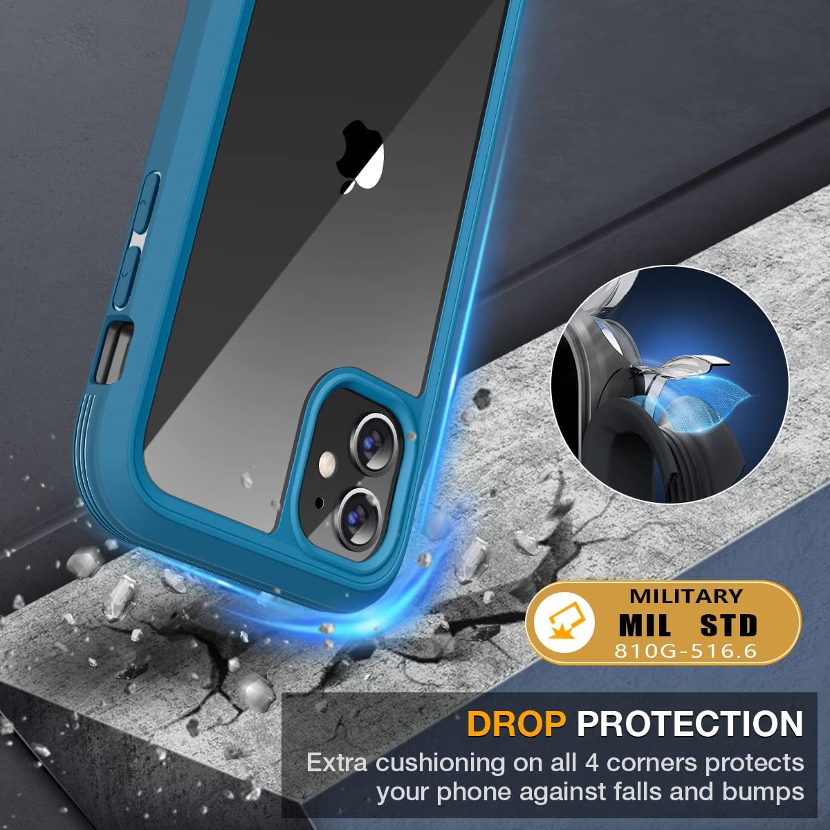 71HTyqR3pYL._AC_SL1200_ Miracase Glass Series for iPhone 11 Case 6.1 inch, Upgraded Full-Body Rugged Phone Bumper Case Cover with Built-in 9H Tempered Glass Screen Protector and Camera Protector, Light Blue