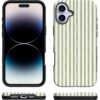 71Hni9togqL._AC_SL1500_ Casely iPhone 16 Case | Linen Stripe | The Boyfriend Collection | Bold Protective Design | Compatible with MagSafe