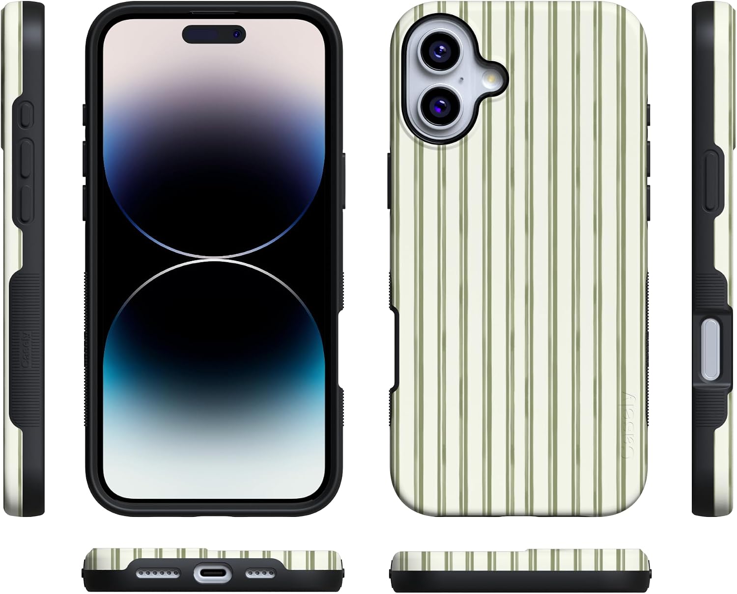 71Hni9togqL._AC_SL1500_ Casely iPhone 16 Case | Linen Stripe | The Boyfriend Collection | Bold Protective Design | Compatible with MagSafe