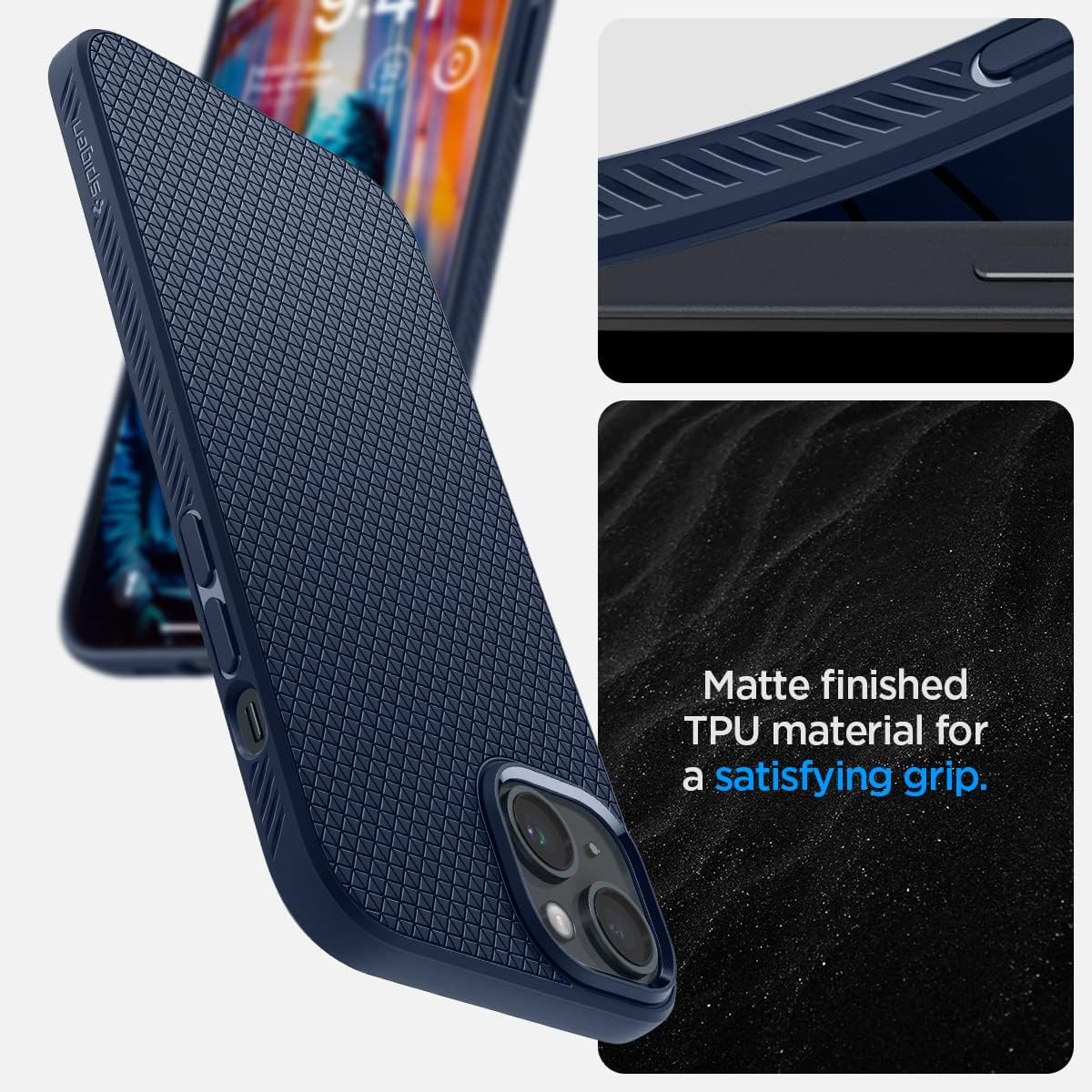 Spigen Liquid Air Designed for iPhone 14 Case (2022) [Military-Grade Protection] - Navy Blue