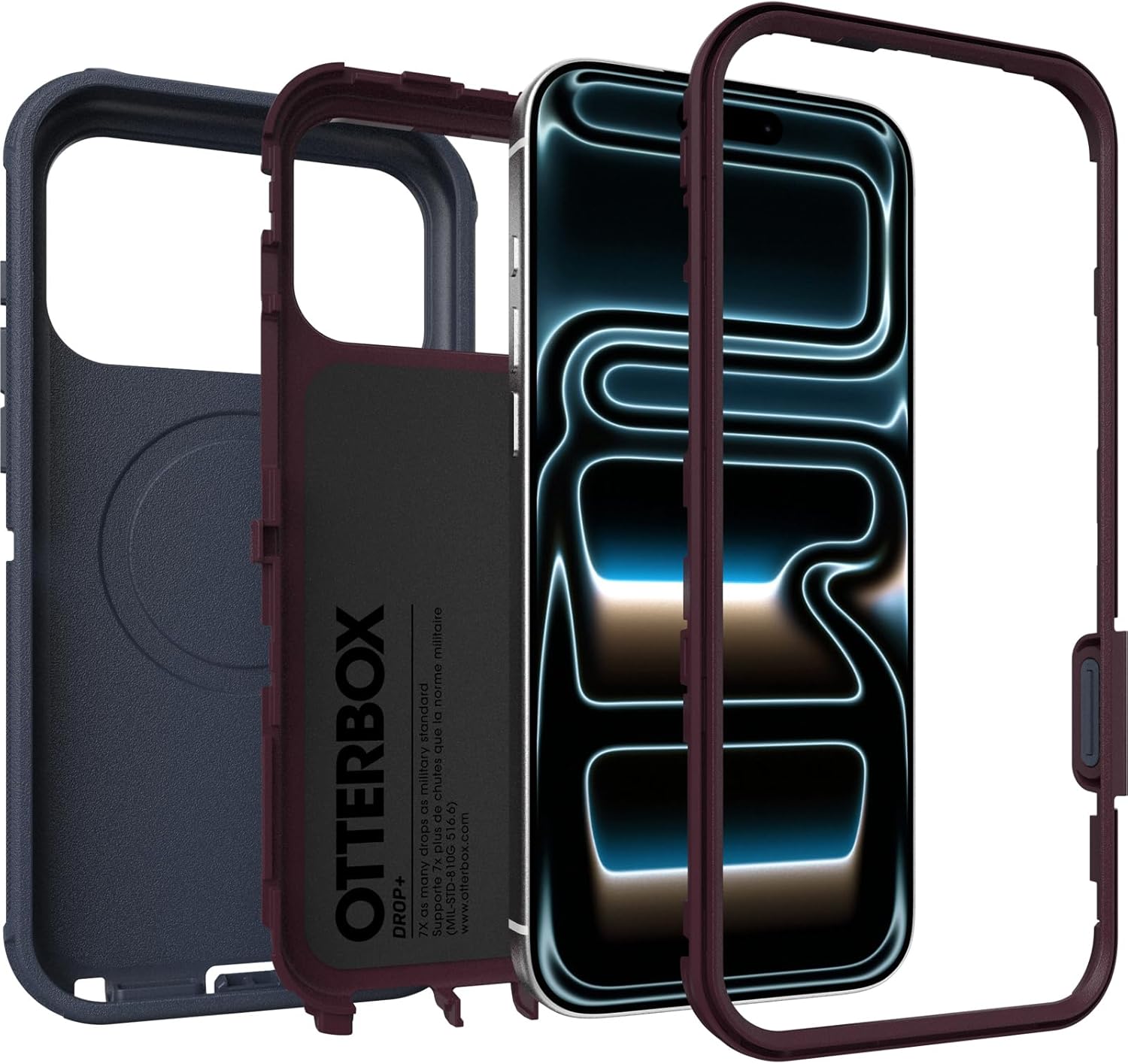 71IBfr67TL._AC_SL1500_ OtterBox iPhone 17 Pro Max (Only) - Defender Series Case - Indigo Tulip (Blue & Purple) - Snaps on MagSafe - Tough - Rugged & Durable