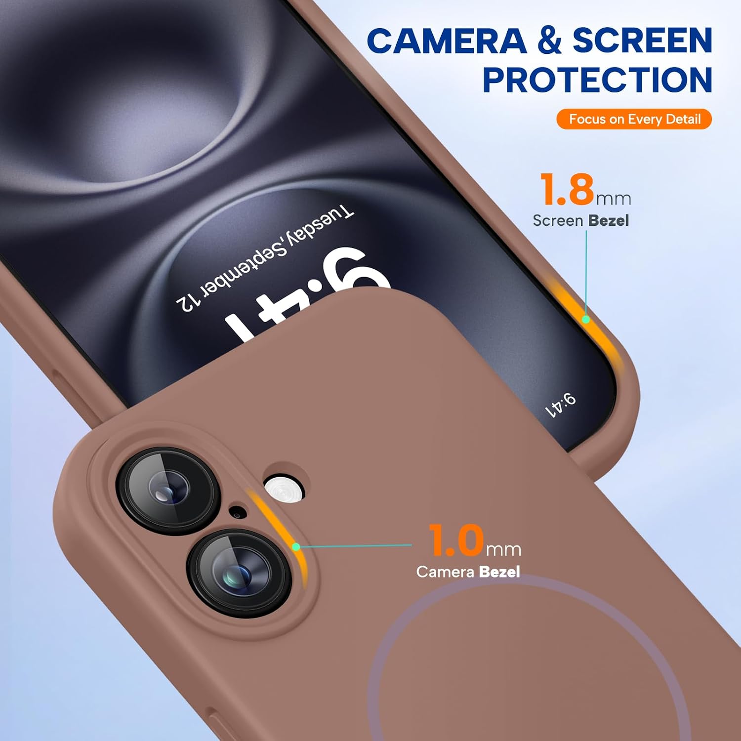 Miracase Compatible with iPhone 16 Case, [Soft Anti-Scratch Microfiber Lining], Compatible with MagSafe, Liquid Silicone Case Shockproof Drop Protection Phone Case for 16,Chocolate