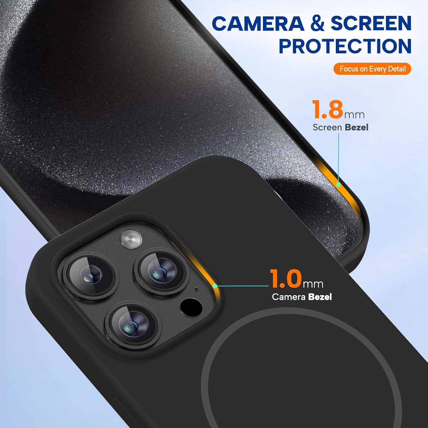 Miracase Magnetic for iPhone 15 Pro Max Case, [Soft Anti-Scratch Microfiber Lining], Compatible with MagSafe, Liquid Silicone Case Shockproof Drop Protection Phone Case for 15 ProMax, Black