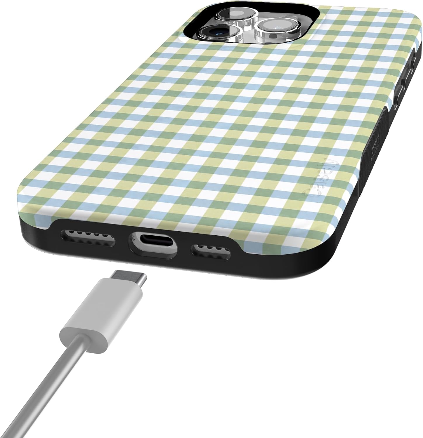 71IunF7H6L._AC_SL1500_ Casely iPhone 15 Pro Case | Pastel Picnic | Blue & Green Gingham | Bold Protective Design | Compatible with MagSafe