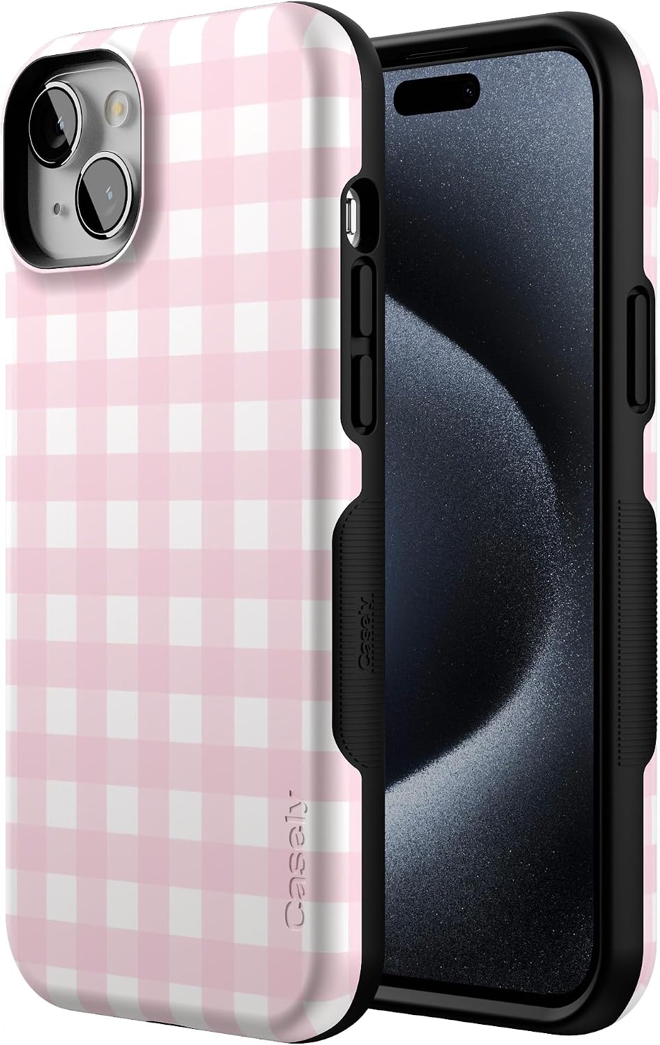 71JQMmTT2CL._AC_SL1500_ Casely iPhone 15 Plus Case | Pink Plaid | Sunday Best | Bold Protective Design | Compatible with MagSafe