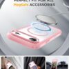 Miracase Magnetic for iPhone Air Case 6.5" [Compatible with MagSafe] Full-Body Phone Case with Built-in Glass Screen Protector & Camera Control,Drop Proof iPhone 17 Air Case Cover, Pink
