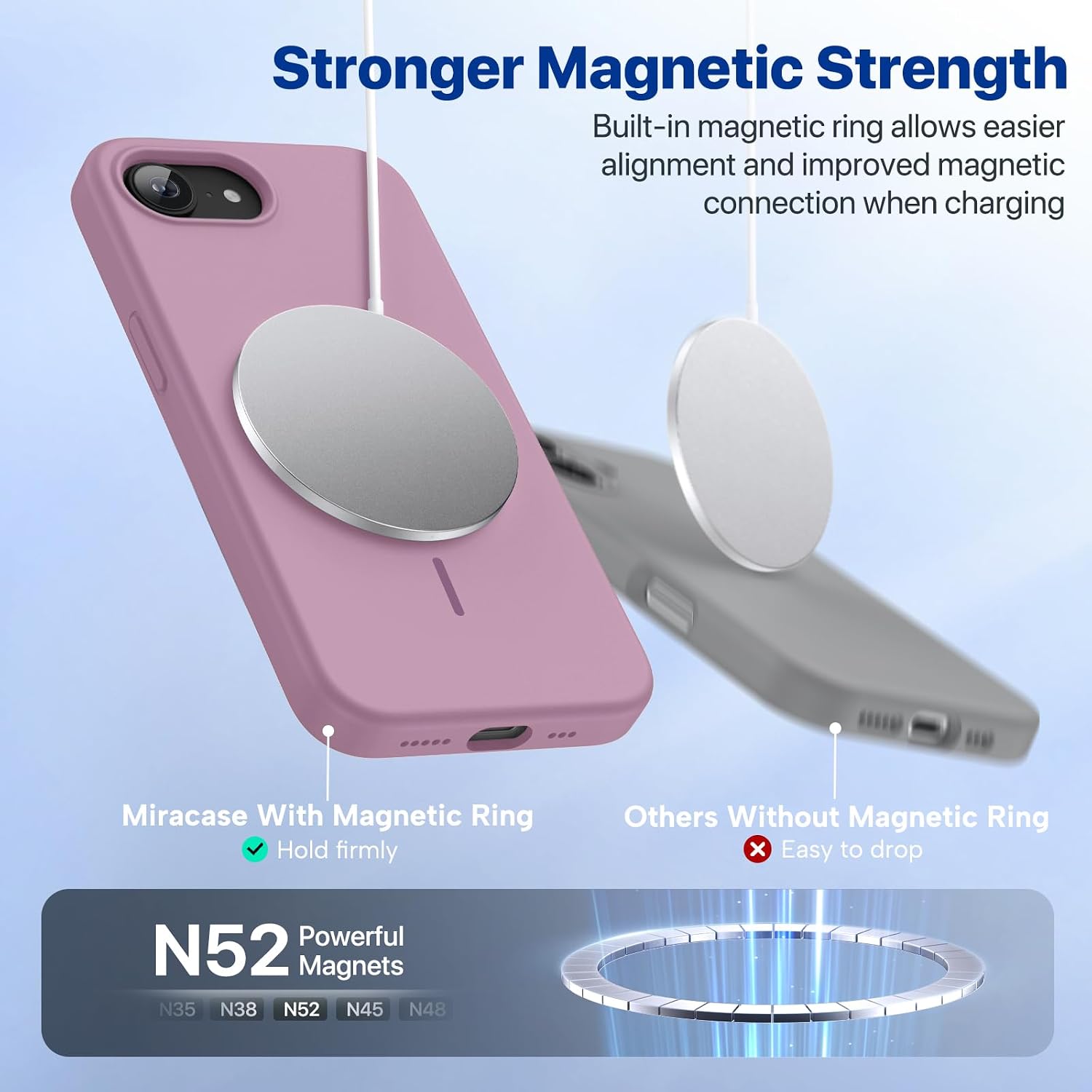 Miracase Magnetic for iPhone 17e Case & iPhone 16e Case, [Soft Anti-Scratch Microfiber Lining], Compatible with MagSafe, Silicone Shockproof Protection Phone Case for iPhone 17e/16e, Blackcurrant