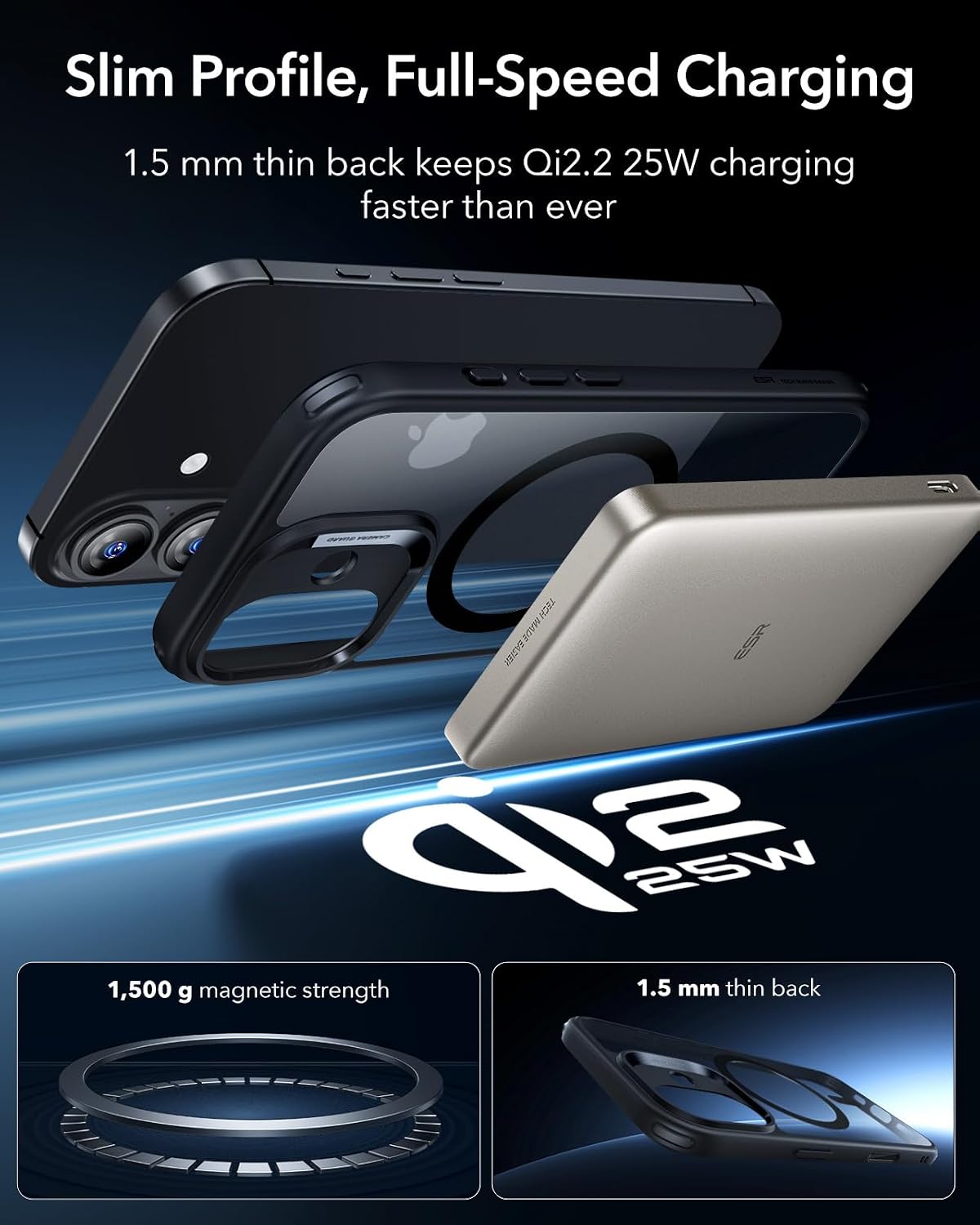 71K2VV1m1JL._AC_SL1500_ ESR for iPhone 17 Case, Camera Control Cover, Compatible with MagSafe, Shockproof Military-Grade Protection, Magnetic Phone Case for iPhone 17, Classic Hybrid Case, Clear Black