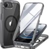Miracase for iPhone 17e Case & iPhone 16e Case, Full-Body Phone with Built-in Glass Screen Protector, [Magnetic with MagSafe] Military Drop Proof 17 E/ 16 E Cover, Clear Black
