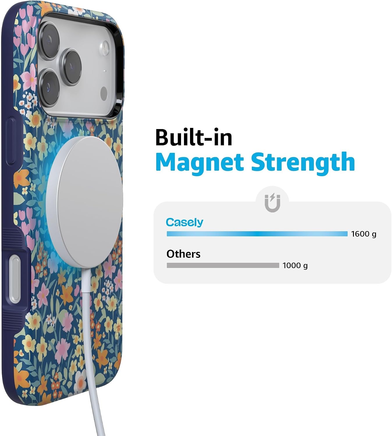 71K6IrDVavL._AC_SL1500_ Casely iPhone 17 Pro Case | Full Bloom | Navy Floral | Bold Protective Design | Compatible with MagSafe