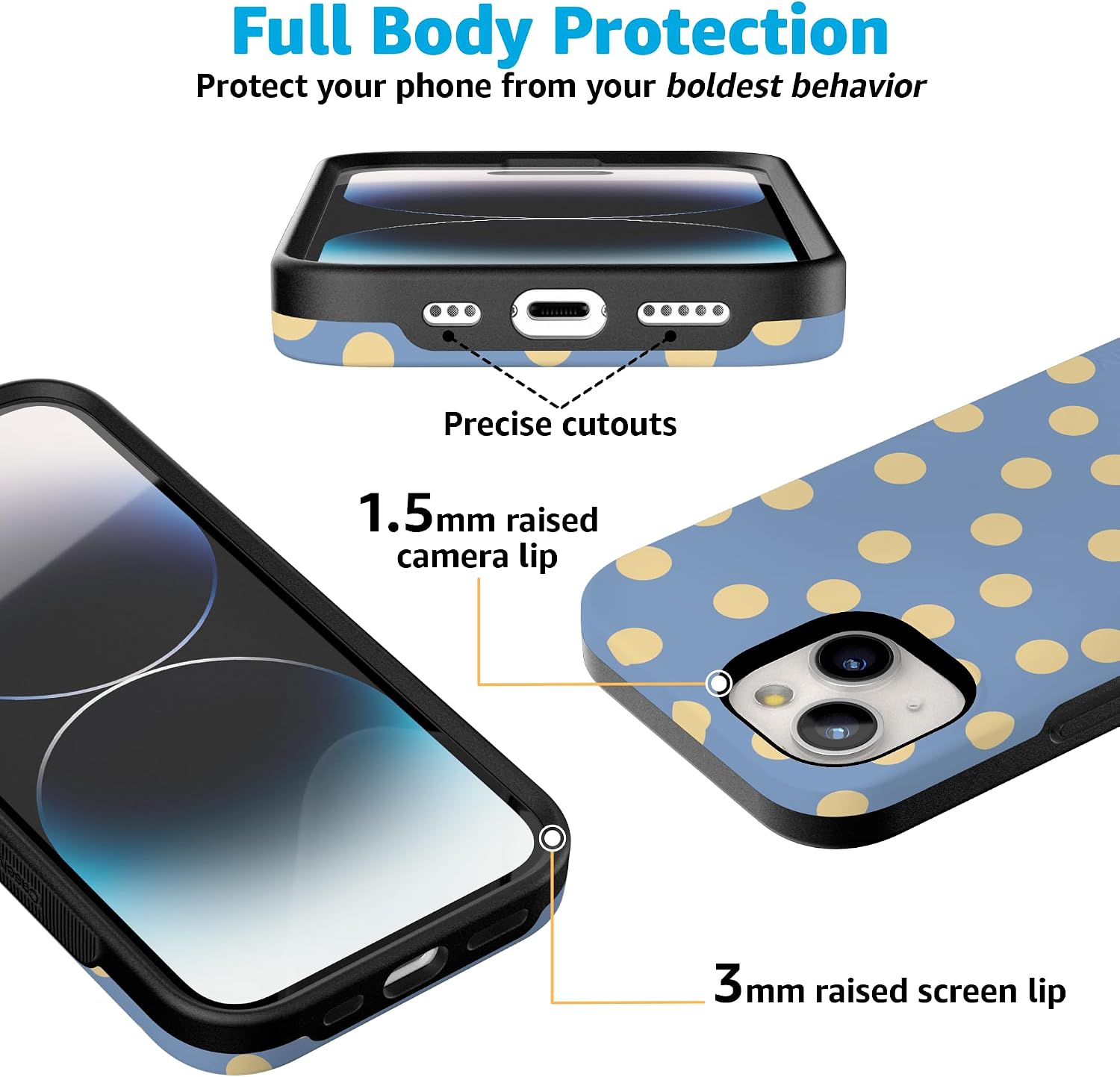 71Kdet0AQ2L._AC_SL1500_ Casely iPhone 15 Plus Case | in the Spotlight | Pastel Polka Dot | Bold Protective Design | Compatible with MagSafe