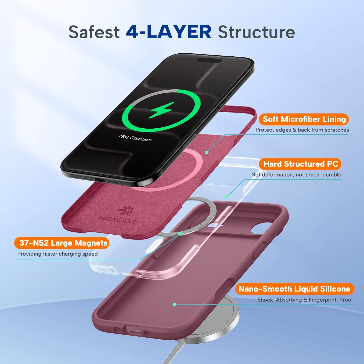 71KqtObc-3L._AC_SL1500_ Miracase Magnetic for iPhone Air Case, Compatible with MagSafe, Integrated Silicone Camera Control Cover, 3.0mm Thicken Shockproof Drop Protection Phone Case for 17 Air,Wine Red