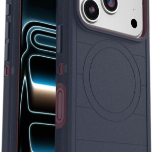 Miracase Magnetic for iPhone 12 Pro Max Case [Compatible with MagSafe] Full-Body Phone case with Built-in Glass Screen Protector& Camera Protector, Military Drop Proof 12 Pro Max Cover, Blue