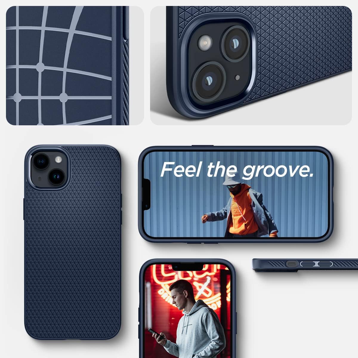 Spigen Liquid Air Designed for iPhone 14 Case (2022) [Military-Grade Protection] - Navy Blue