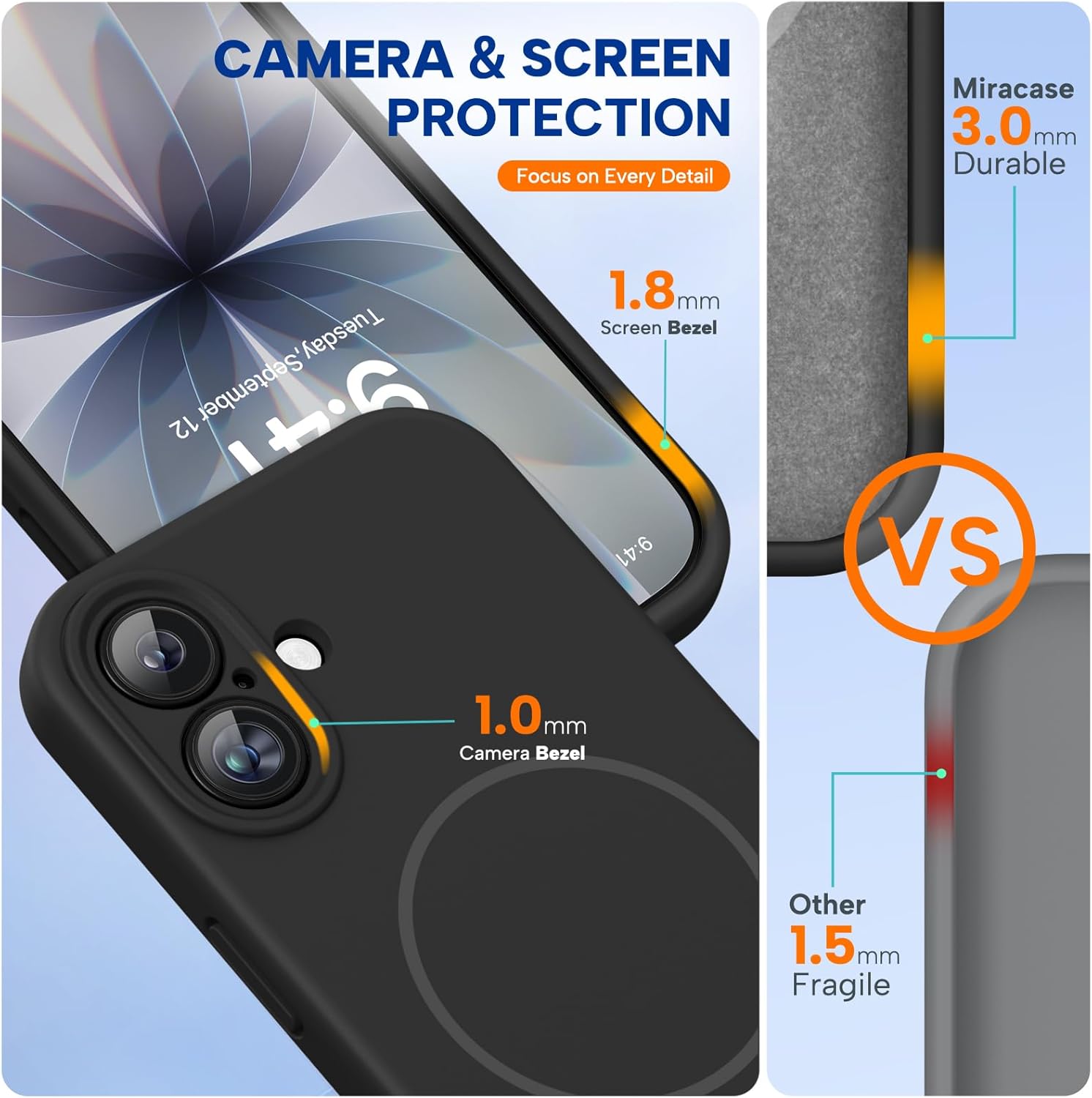 71Ldlh59DOL._AC_SL1500_ Miracase Magnetic for iPhone 17 Case, Compatible with MagSafe, Integrated Silicone Camera Control Cover, Shockproof Drop Protection Phone Case for 17,Black