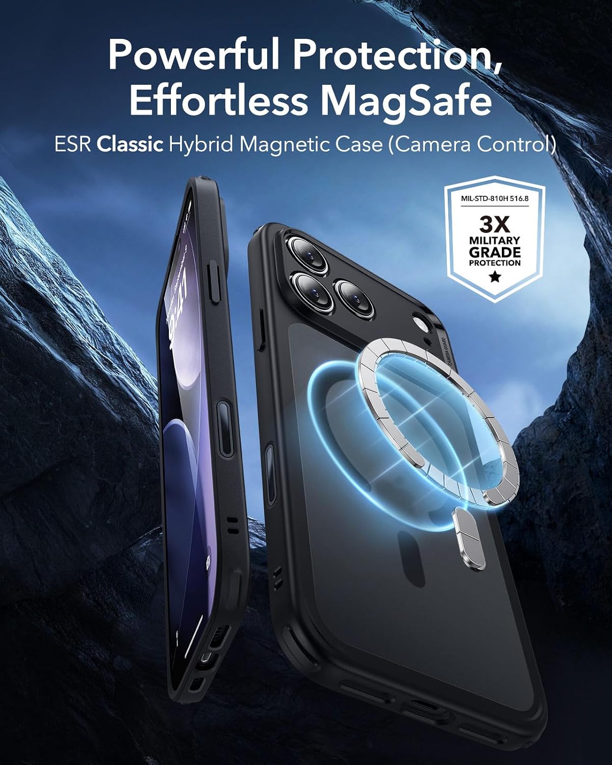 71MCFiQDMHL._AC_SL1500_ ESR for iPhone 17 Pro Case, Camera Control Cover, Compatible with MagSafe, Shockproof Military-Grade Protection, Magnetic Phone Case for iPhone 17 Pro, Classic Hybrid Case, Frosted Black