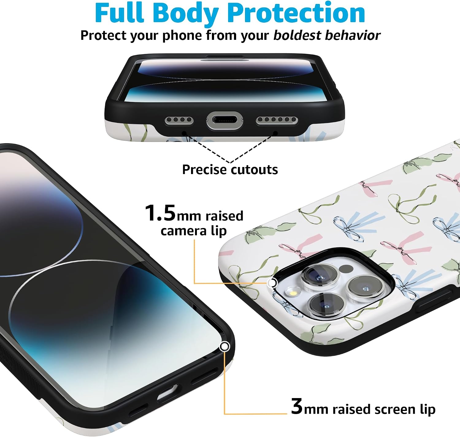 71MZ1MTdrPL._AC_SL1500_ Casely iPhone 16 Pro Case | Whimsy Girlie | Pastel Bows | Bold Protective Design | Compatible with MagSafe