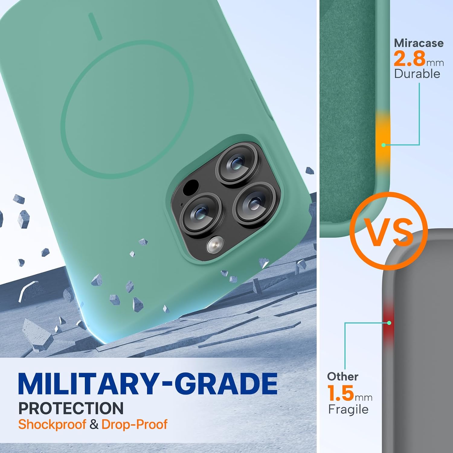 Miracase Compatible with iPhone 12 Pro Max Case, [Soft Anti-Scratch Microfiber Lining], Liquid Silicone Case Gel Rubber Shockproof Drop Protection Phone Case for 12 Pro Max, Midnight Green