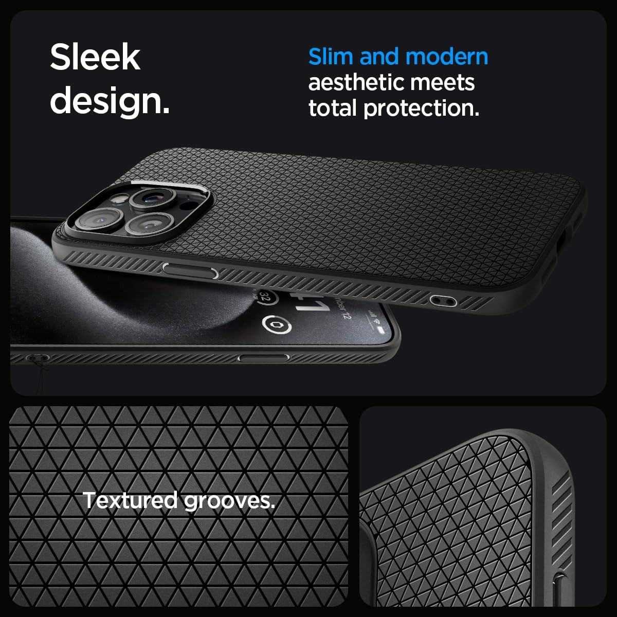 Spigen Liquid Air Designed for iPhone 15 Pro Case (2023) [Military-Grade Protection] - Matte Black