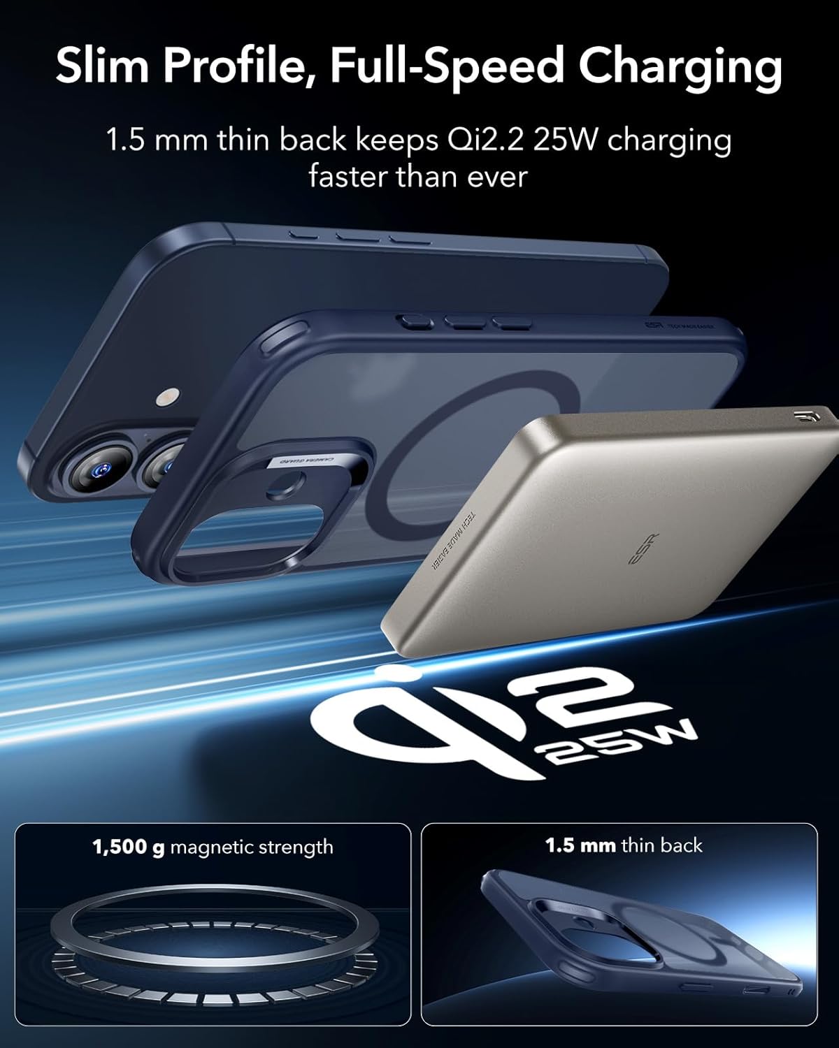 71NfsqfS7cL._AC_SL1500_ ESR for iPhone 17 Case, Camera Control Cover, Compatible with MagSafe, Shockproof Military-Grade Protection, Magnetic Phone Case for iPhone 17, Classic Hybrid Case, Frosted Blue