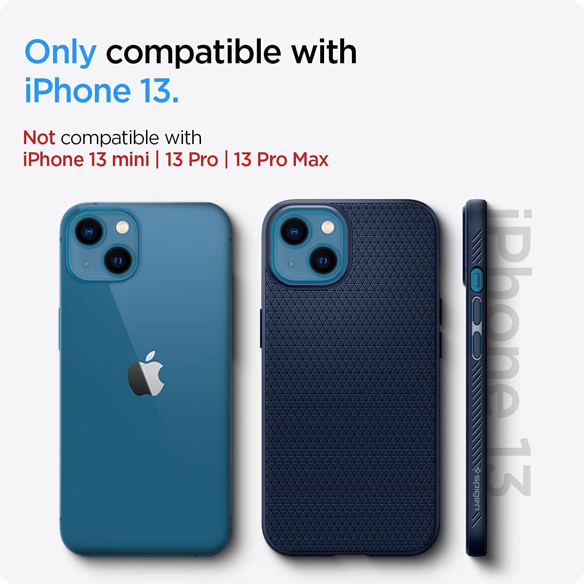 71Nwfhm3zFL._AC_SL1200_ Spigen Liquid Air Designed for iPhone 13 Case (2021) - Navy Blue
