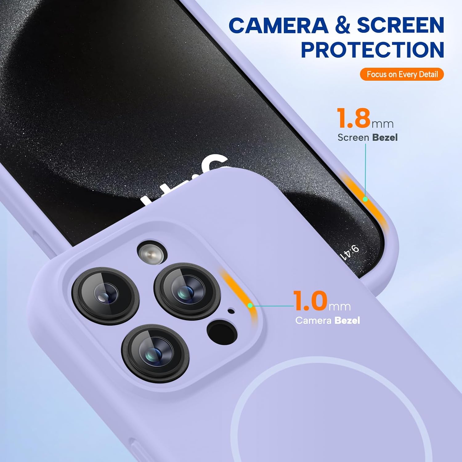 Miracase Magnetic for iPhone 15 Pro Case, [Soft Anti-Scratch Microfiber Lining], Compatible with MagSafe, Liquid Silicone Shockproof Drop Protection Phone Case for 15 Pro, Light Purple
