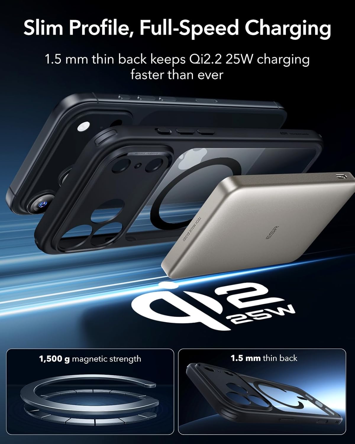 71OPxBxbr5L._AC_SL1500_ ESR for iPhone 17 Pro Case, Camera Control Cover, Compatible with MagSafe, Shockproof Military-Grade Protection, Magnetic Phone Case for iPhone 17 Pro, Classic Hybrid Case, Clear Black