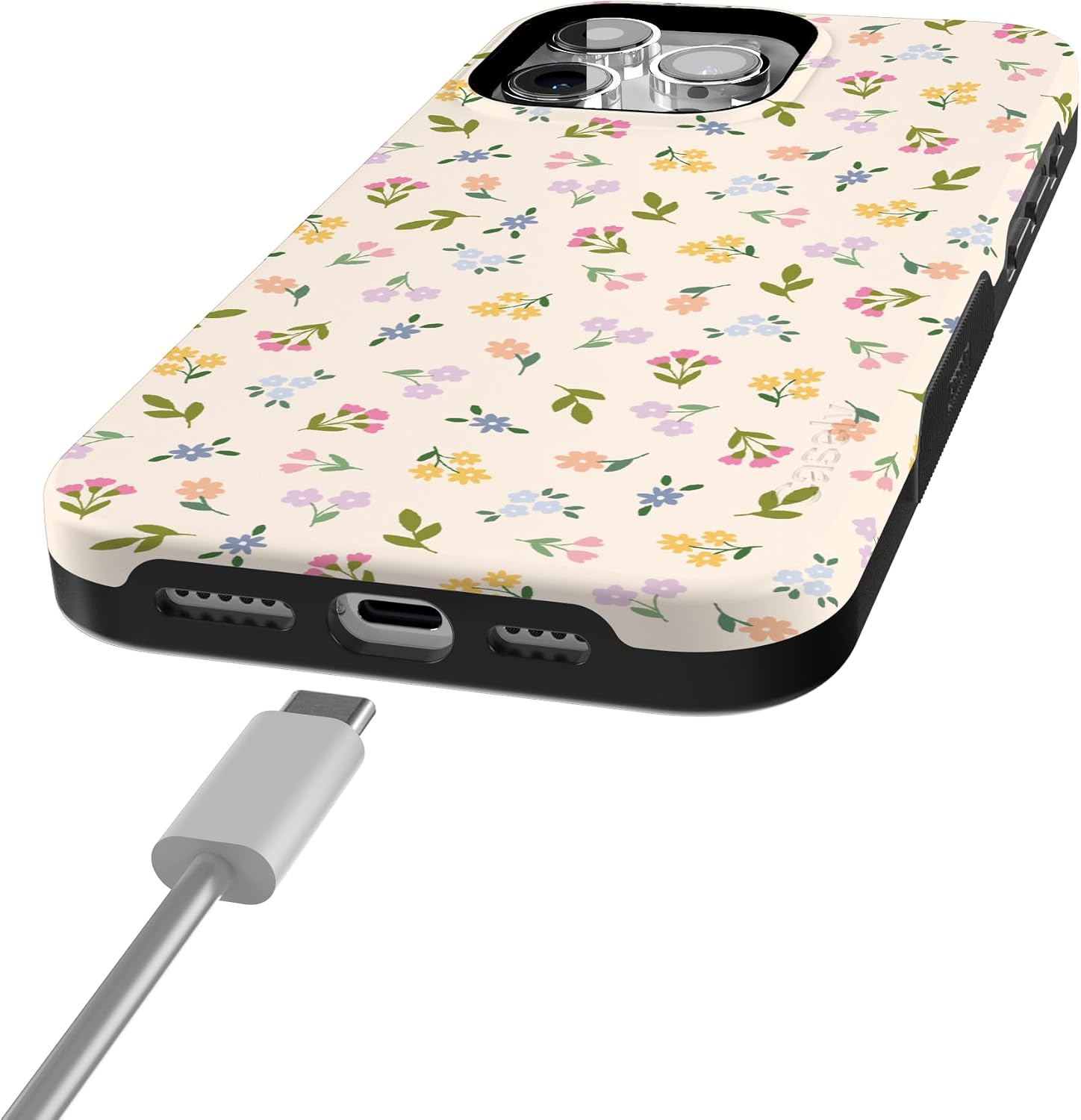 71OVdCz7idL._AC_SL1500_ Casely iPhone 15 Pro Case | Ditsy Floral | Tiny Flowers | Bold Protective Design | Compatible with MagSafe
