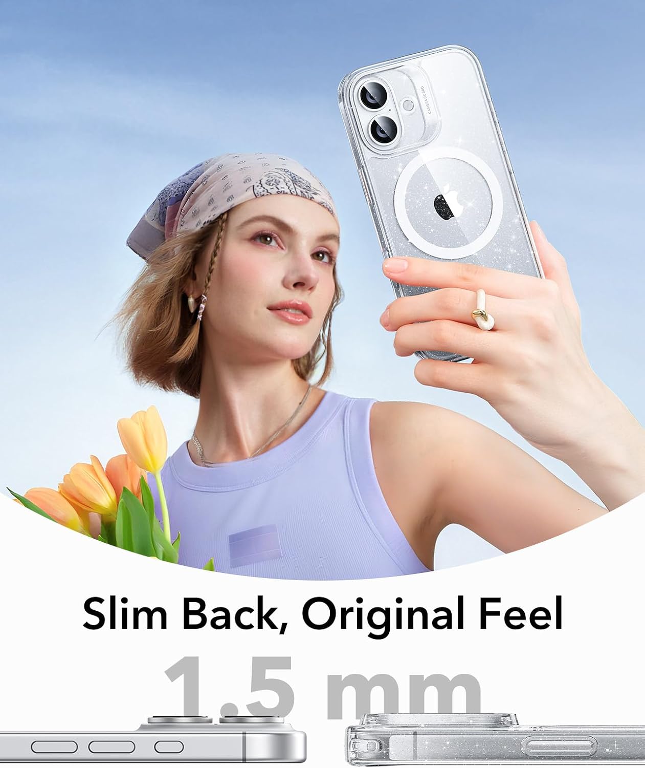 71Oa4bgs0XL._AC_SL1500_ ESR for iPhone 17 Case, Camera Control Cover, Compatible with MagSafe, Shockproof Military-Grade Protection, Magnetic Phone Case for iPhone 17, Classic Hybrid Case, Clear Shimmer
